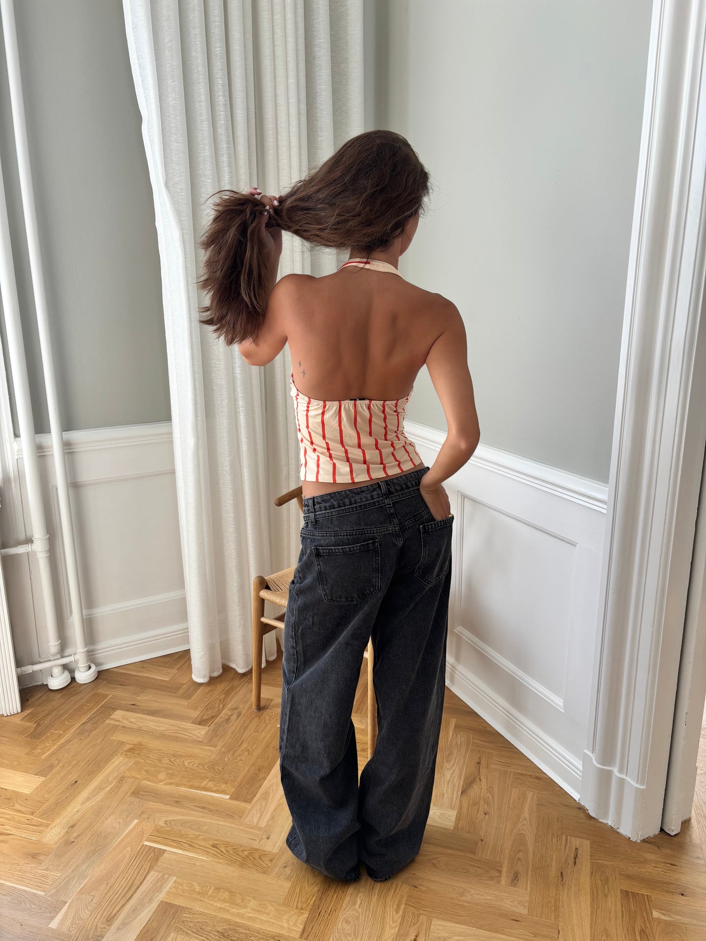 Ophelia striped top - Beige/Orange