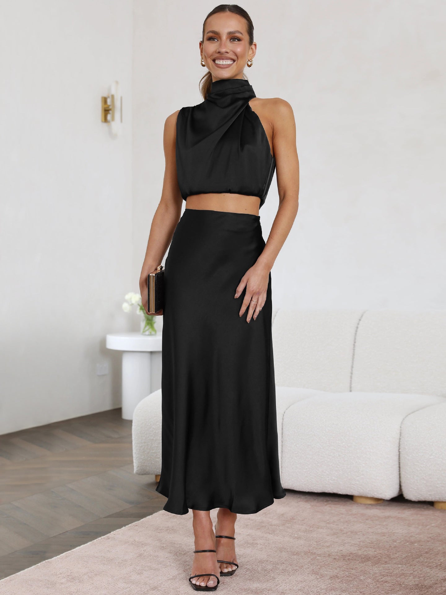 Conjunto Esther Top y Falda Satén