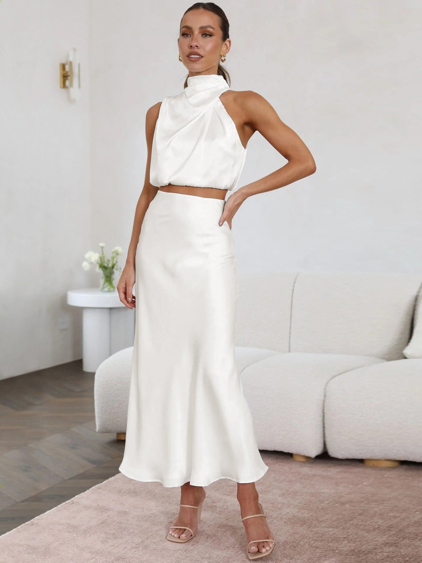 Conjunto Esther Top y Falda Satén