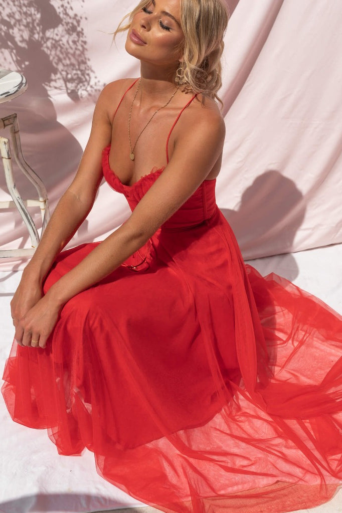 Chloé - Moderna prinses strapless gasa avondjurk