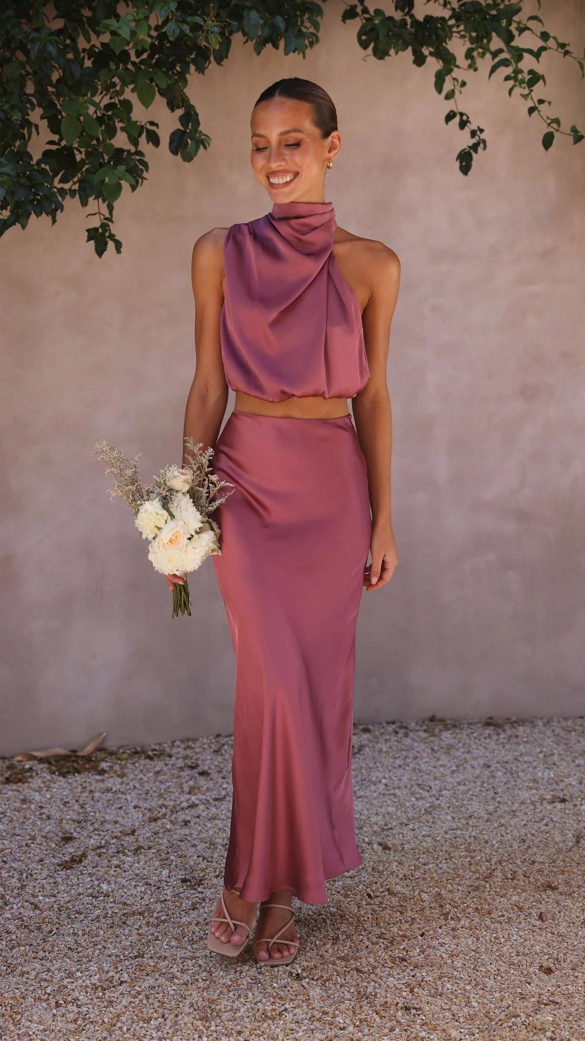 Conjunto Esther Top y Falda Satén