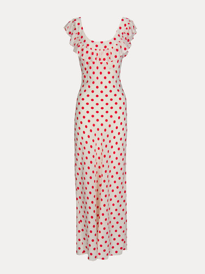 Nia- Vestido blanco lunares rojos