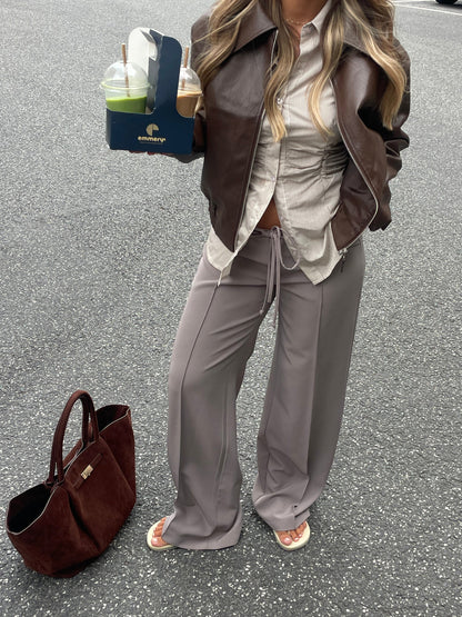 Kaia low-rise suit pants - Lilac beige