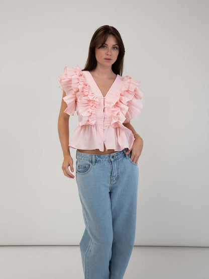 Lia ruffle top - Light pink