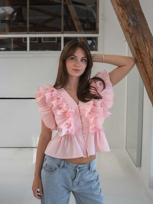 Lia ruffle top - Light pink