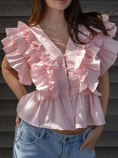 Lia ruffle top - Light pink