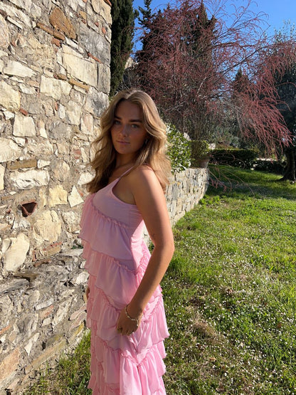 Rie maxi ruffle dress - Light pink