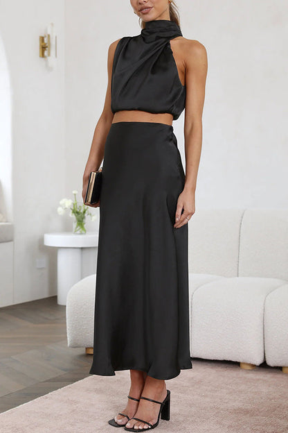 Conjunto Esther Top y Falda Satén